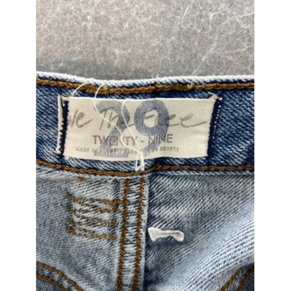 We The Free Jean Shorts Womens Sz 29 Makai Cut Off Denim Blue Distressed Hem